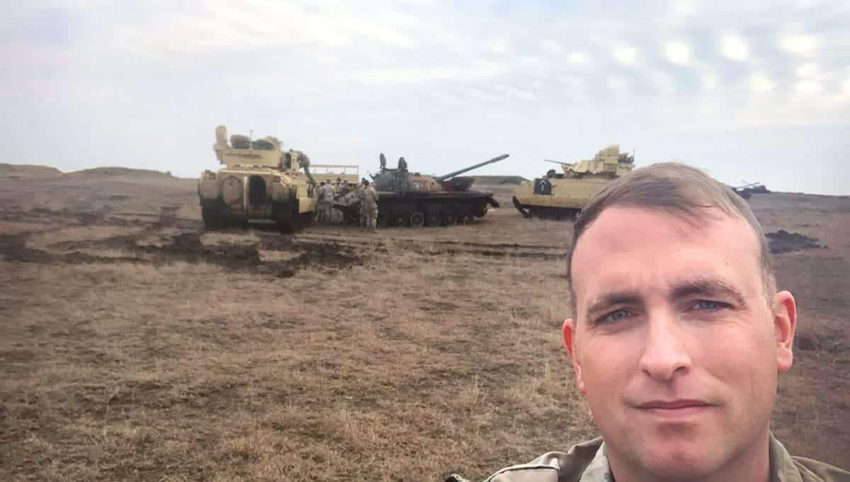SFC William Pankake with his platoon during field training exercises
