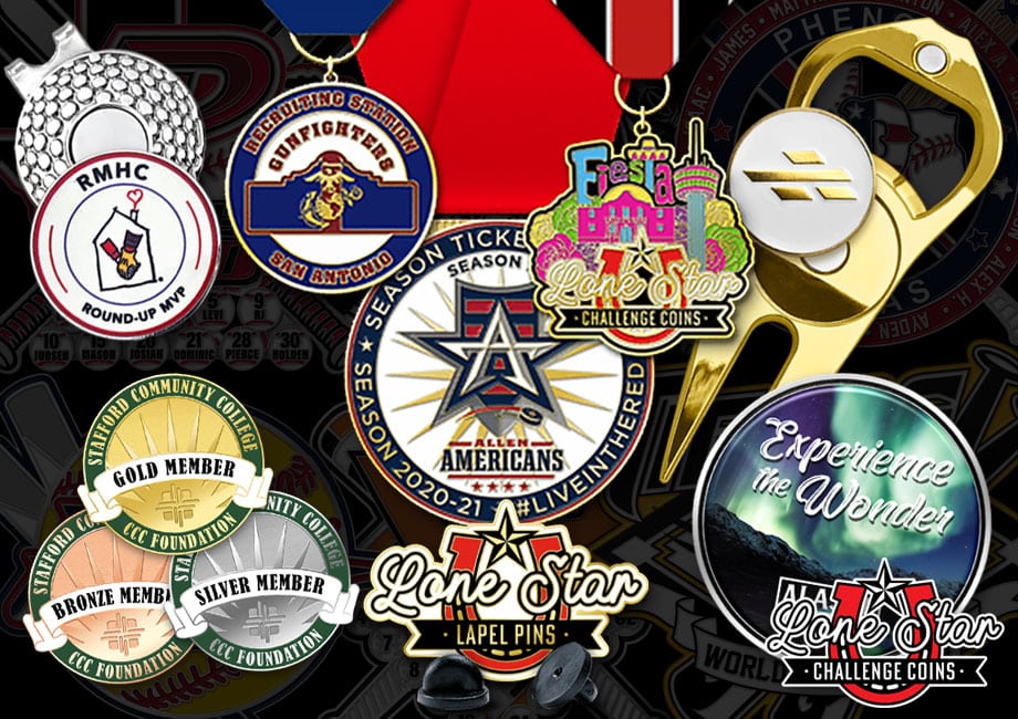 A collection of custom swag for brand recognition